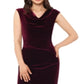 Xscape Women's Slitted Zippered Cap Sleeve Cowl Neck Maxi Formal Sheath Dress Purple Size 4 Petite