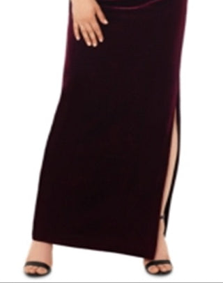Xscape Women's Slitted Zippered Cap Sleeve Cowl Neck Maxi Formal Sheath Dress Purple Size 4 Petite
