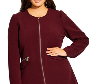 City Chic Women's Simple Elegance a Line Coat Red Size Petite Medium