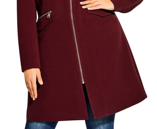 City Chic Women's Simple Elegance a Line Coat Red Size Petite Medium