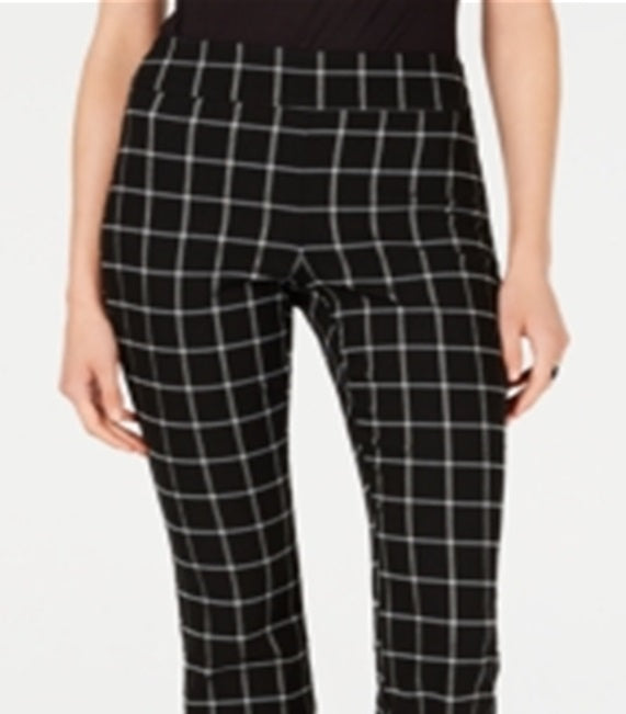 INC Women's  Windowpane-Print Bootcut Pants  Black Size 4