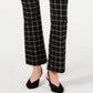 INC Women's  Windowpane-Print Bootcut Pants  Black Size 4