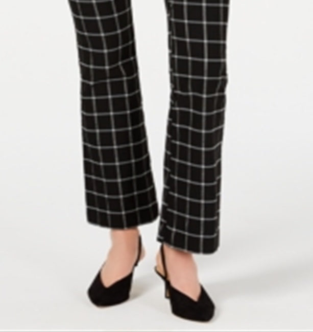INC Women's  Windowpane-Print Bootcut Pants  Black Size 4