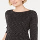 Karen Scott Women's Boat Neck Space Dyed Top Black Size X-Small