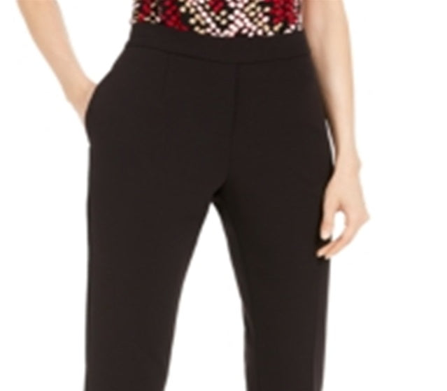 Calvin Klein Women's Piped Trim Cropped Dress Pants Black Size 2 Petite