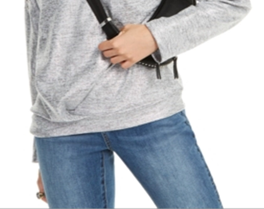 INC International Concepts Women's New Heather Glitter Crew Neck Long Sleeve Casual Top Grey Size Large