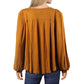 Free People Women's Devin Ribbed Knit Blouson Sleeves Henley Top Orange Size X-Small