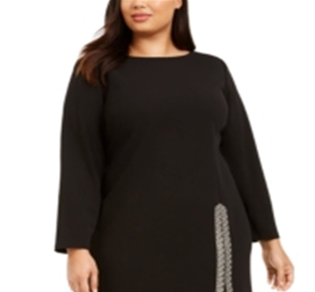 Calvin Klein Women's Dress Plus Sheath Bling Slit Black Size 20W