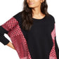 Alfani Women's Contrast Trim Poncho Sweater Black Size Large