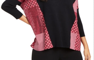 Alfani Women's Contrast Trim Poncho Sweater Black Size Large