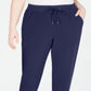 Ideology Women's Tie Lounge Pants Plus Blue Size 3X