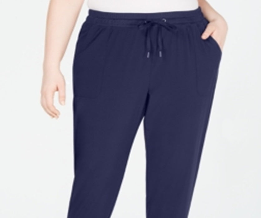 Ideology Women's Tie Lounge Pants Plus Blue Size 3X