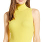 Anne Klein Women's Ribbed Sleeveless Turtleneck Top Yellow Size X-Small