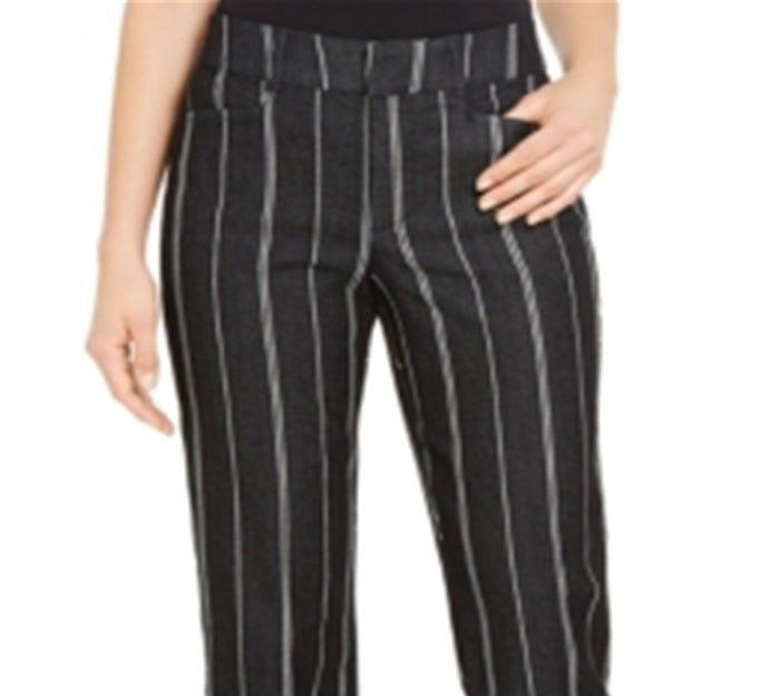 Charter Club Women's Striped Cropped Tummy Control Pants Blue Size 10