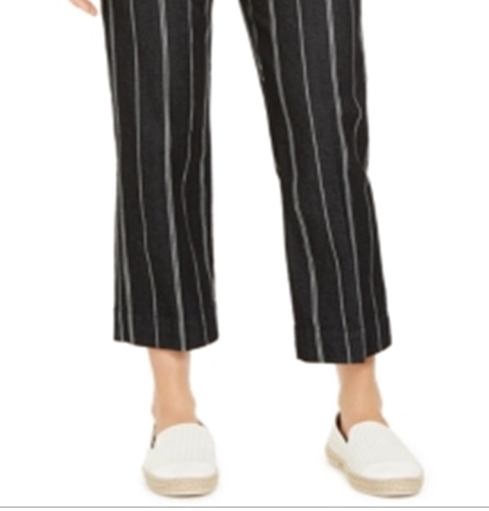 Charter Club Women's Striped Cropped Tummy Control Pants Blue Size 10