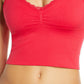 Free People Women's  Intimates Lace Trim Solid Everyday Bralette Red Size XS