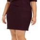 Connected Women's Ribbed Short Sleeve Jewel Neck Above the Knee Sheath Dress Purple Size 18W