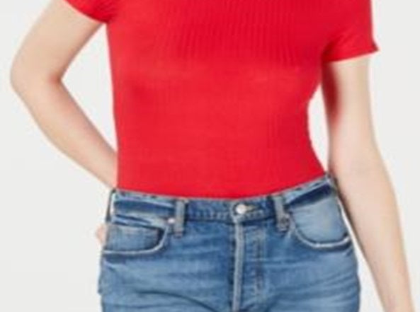 Free People Women's Baby Ribbed Tee Red Size Medium