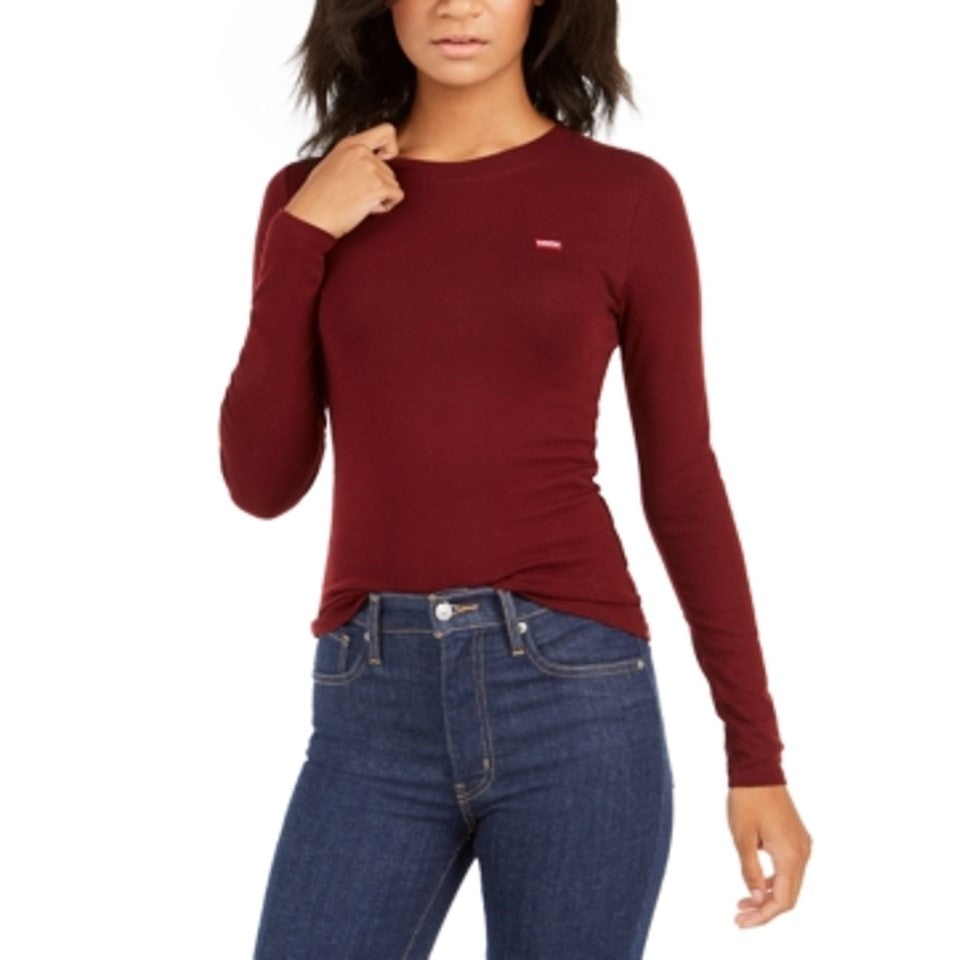 Levi's Women's Long Sleeve Baby Tee  Red Size Medium