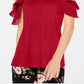INC International Concepts Women's  Ruffled Cold-Shoulder Top  Red Size XS