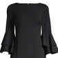 Calvin Klein Women's Bell Sleeve Knee Length Sheath Dress Black Size 2