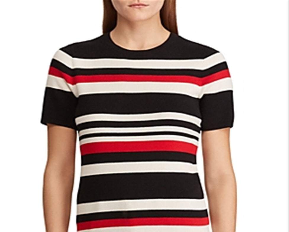 Ralph Lauren Striped Cotton-Blend Top Women's Clothing Black Size M