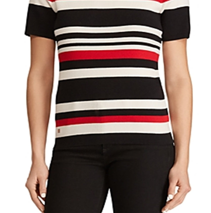 Ralph Lauren Striped Cotton-Blend Top Women's Clothing Black Size M