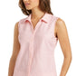 Charter Club Women's Cotton Pique Sleeveless Shirt Pink Size 18