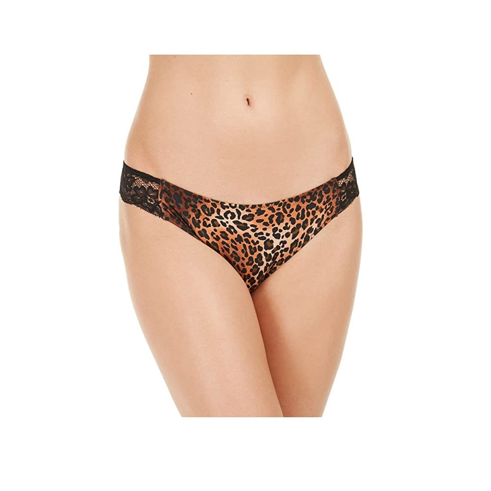 INC Women's Lace-Trim Leopard-Print Thong Underwear Leopard Brown Size 2XL