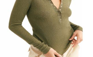 Free People Girl's Army Bloom Henley Green Size Medium