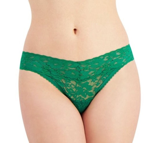 INC International Concepts Women's Smooth Lace Thong -Green Size Small