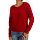 INC International Concepts Women's Faux Wrap Embellished Ring Ribbed Sweater Wine Size X-Large