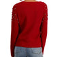 INC International Concepts Women's Faux Wrap Embellished Ring Ribbed Sweater Wine Size X-Large