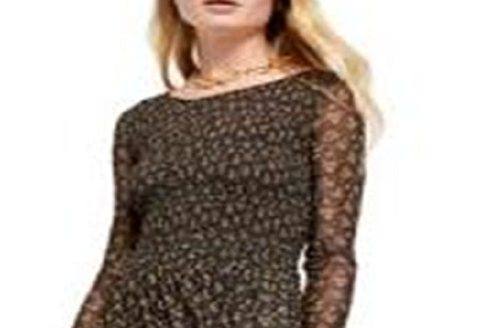 Free People Women's Hello and Goodbye Mesh MIDI Dress Black Size Large