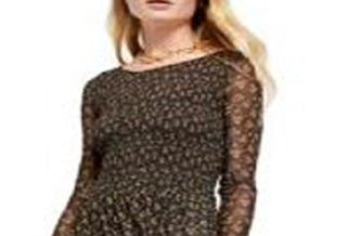 Free People Women's Hello and Goodbye Mesh MIDI Dress Black Size Large