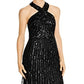 Adrianna Papell Women's Beaded Halter Gown Black Size 12