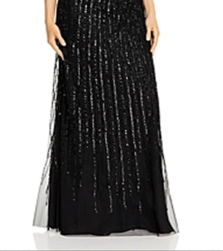 Adrianna Papell Women's Beaded Halter Gown Black Size 12