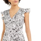 Bar III Women's Satin Splatter Print MIDI Dress White Size 12