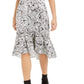Bar III Women's Satin Splatter Print MIDI Dress White Size 12