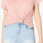 Ultra Flirt Women's V Neck Short Sleeve T-Shirt Top Pink Size Medium