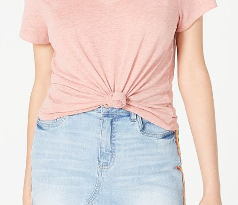 Ultra Flirt Women's V Neck Short Sleeve T-Shirt Top Pink Size Medium