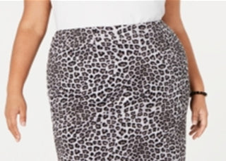 Kasper Women's Plus Leopard Print Pencil Skirt Gray Size 22W