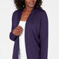 Karen Scott Women's Cotton Studded Open Front Cardigan Blue Size XX-Large