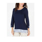 Karen Scott Women's Printed Trim Top Blue Size Petite L