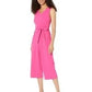 Tommy Hilfiger Women's Belted Lace & Scuba Crepe Jumpsuit Pink Size 8