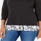 Karen Scott Women's Printed Trim Top Black Size Petite Small