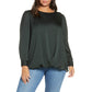 Vince Camuto Women's Hammer Satin Puff Shoulder Top Blue Size 1X