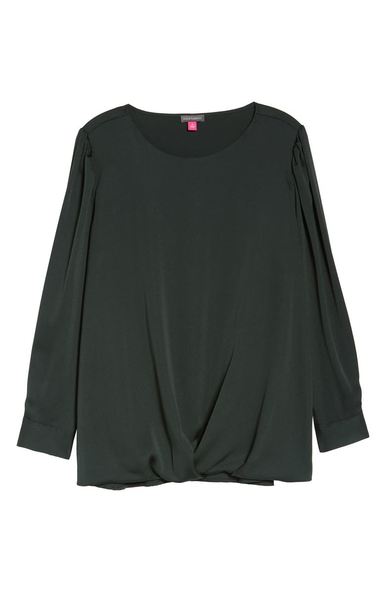 Vince Camuto Women's Hammer Satin Puff Shoulder Top Blue Size 1X