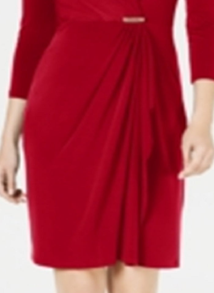 Charter Club Women's Hardware Faux Wrap Dress Red Size X-Small