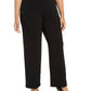 Alfani Women's Tummy-Control Faux Leather Trim Pants Black Size 0